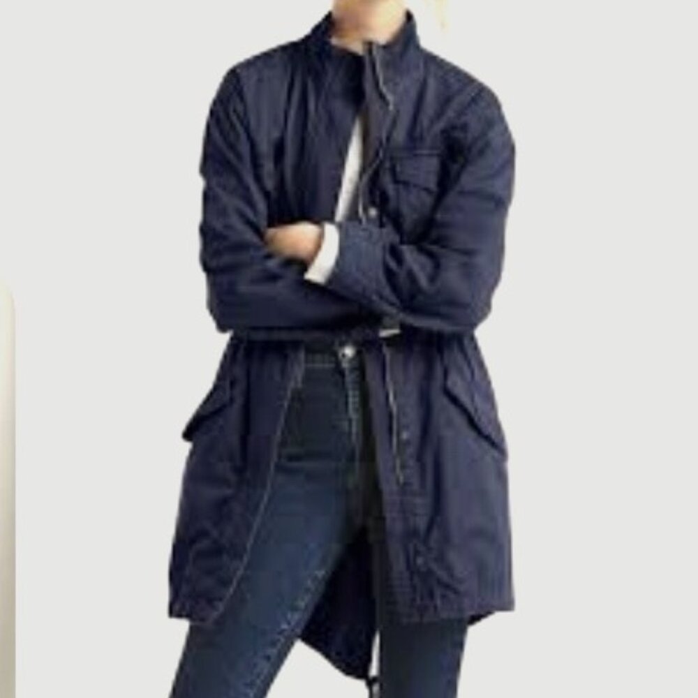 GAP NAVY LONG UTILITY FIELD JACKET WOMEN COAT SIZE Medium